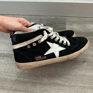 Golden Goose Mid Star Black High Top Skater Sneakers Streetwear Italian Size 37